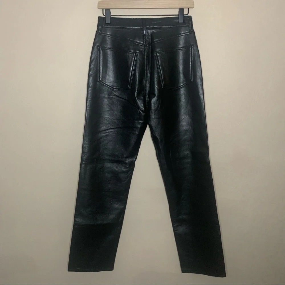 Agolde Recycled Leather Fitted 90's Pants in Detox Black Size 27